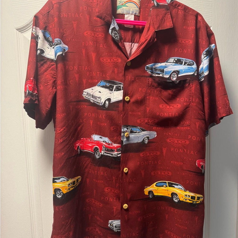 Pontiac Button-Up Shirt - Burgundy with Multi Car Graphics